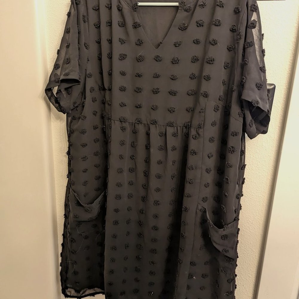 Black XXL Shirt Dress with Pockets